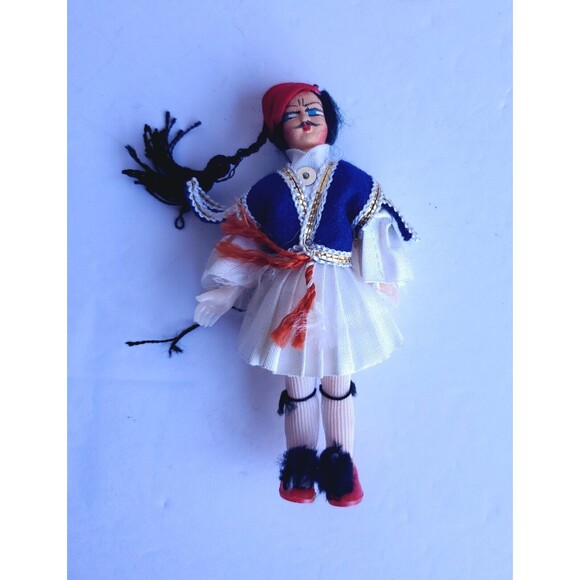 Vintage Greek Tsolias Male Costume Doll 5 Inches Tall - Picture 1 of 3